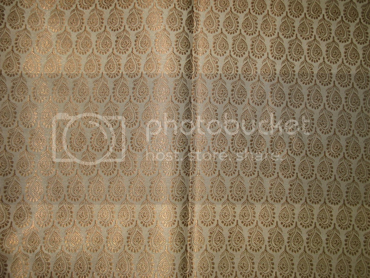 Silk Brocade fabric Gold metallic &amp; Creamy Ivory color 44" wide BRO185[6]
