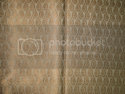 Silk Brocade fabric Gold metallic &amp; Creamy Ivory color 44" wide BRO185[6]