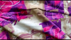Cotton Satin / Rayon Printed fabric pink purple gold and brown color 44&quot; wide