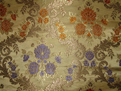Silk Brocade Fabric Multi Color & Metallic Gold color 36" wide BRO363[2]
