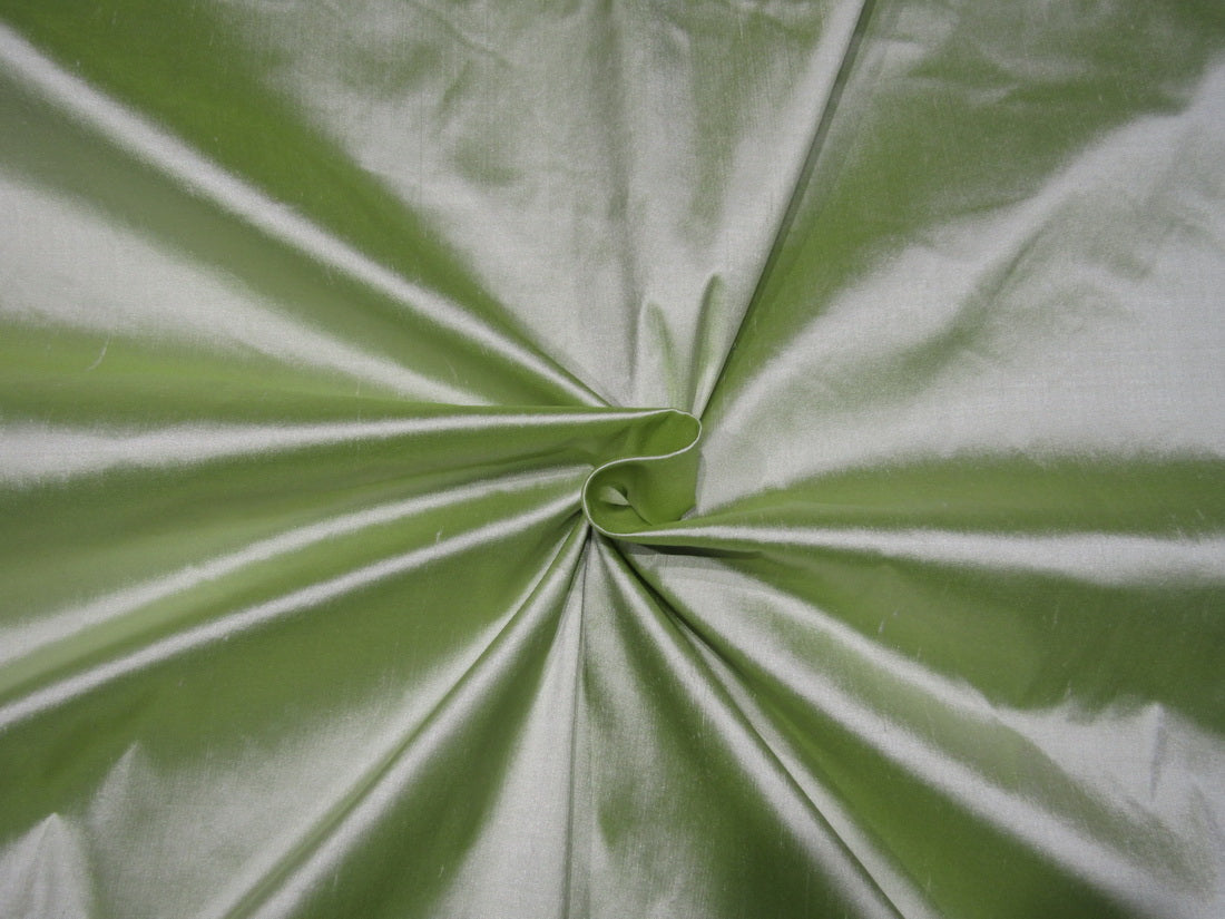 100% Pure silk dupion ivory x mint green colour 54&quot; wide [DUP313roll]
