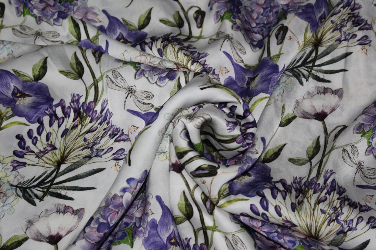 100% PURE SILK SATIN FABRIC 80 GRAMS 20.20MM DIGITAL PRINT  44" wide available in 3 designs