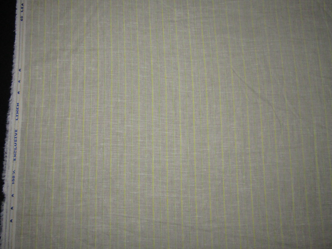 100% Linen sand and yellow stripe 60's Lea Fabric ~ 58&quot; wide