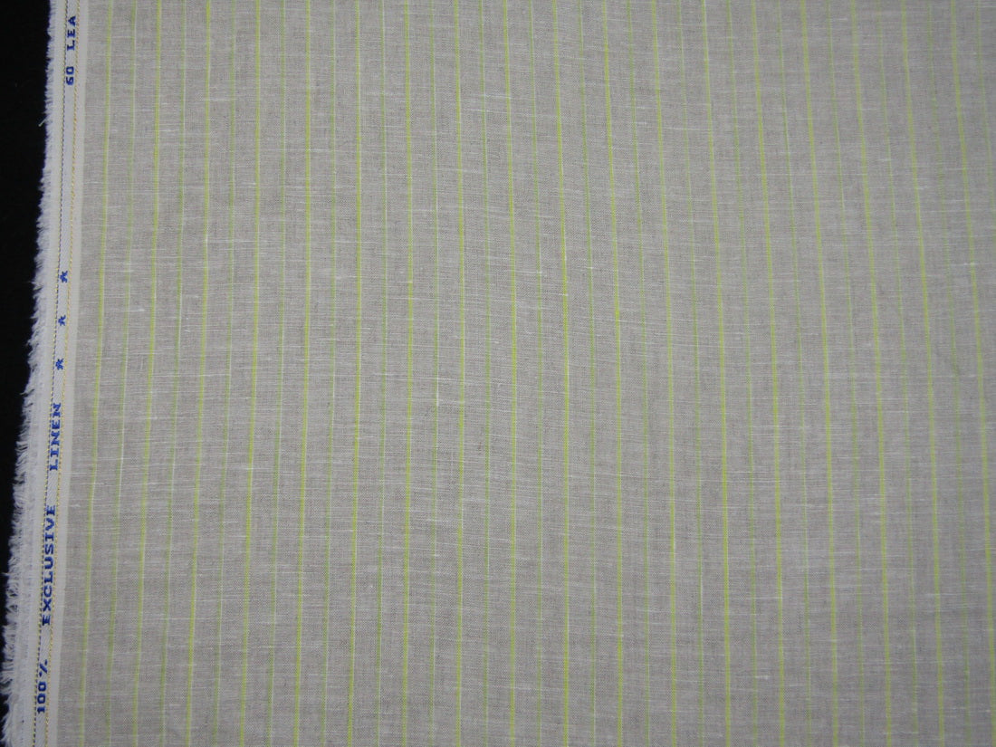 100% Linen sand and yellow stripe 60's Lea Fabric ~ 58&quot; wide
