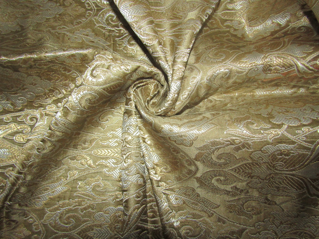 BROCADE FABRIC Gold,Light Silver & METALLIC GOLD COLOR 44" wide BRO386[2]