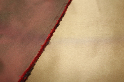 100% SILK DUTCHESS SATIN FABRIC GOLD X RED COLOR 54" WIDE [6416]