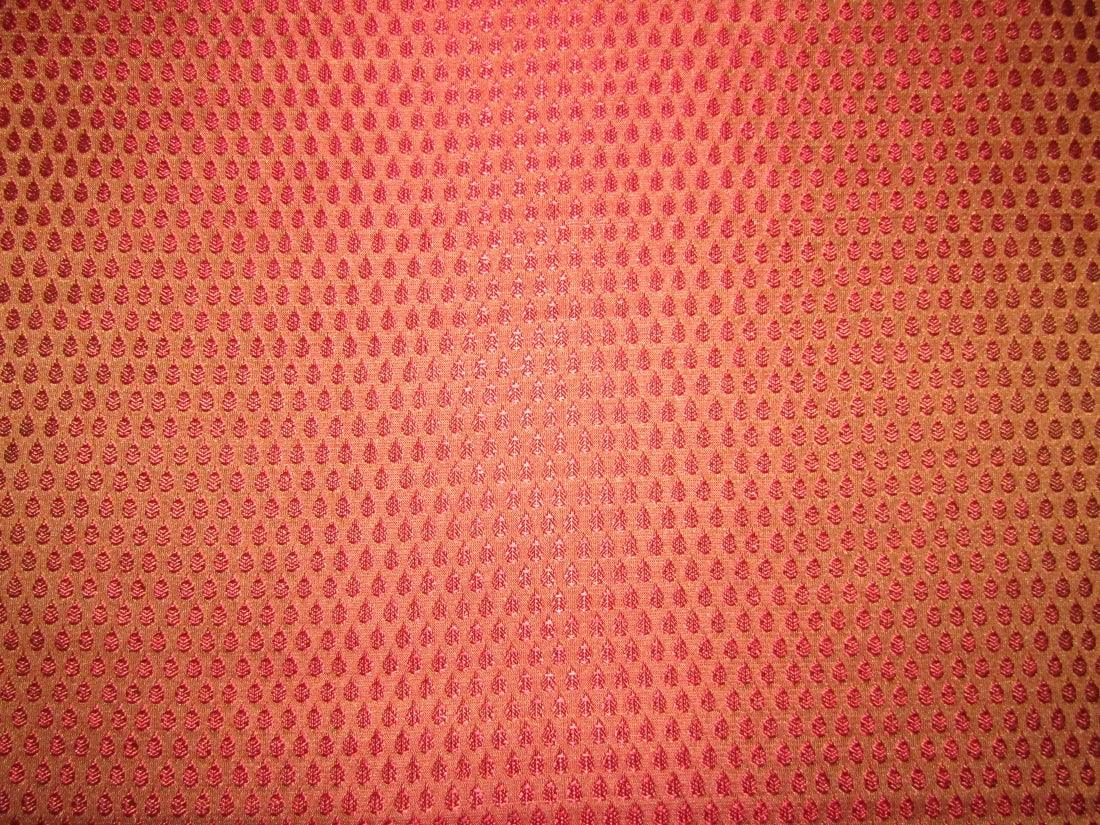 Spun Silk Brocade Fabric Brown &amp; Red 44&quot;