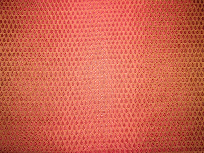 Spun Silk Brocade Fabric Brown &amp; Red 44&quot;