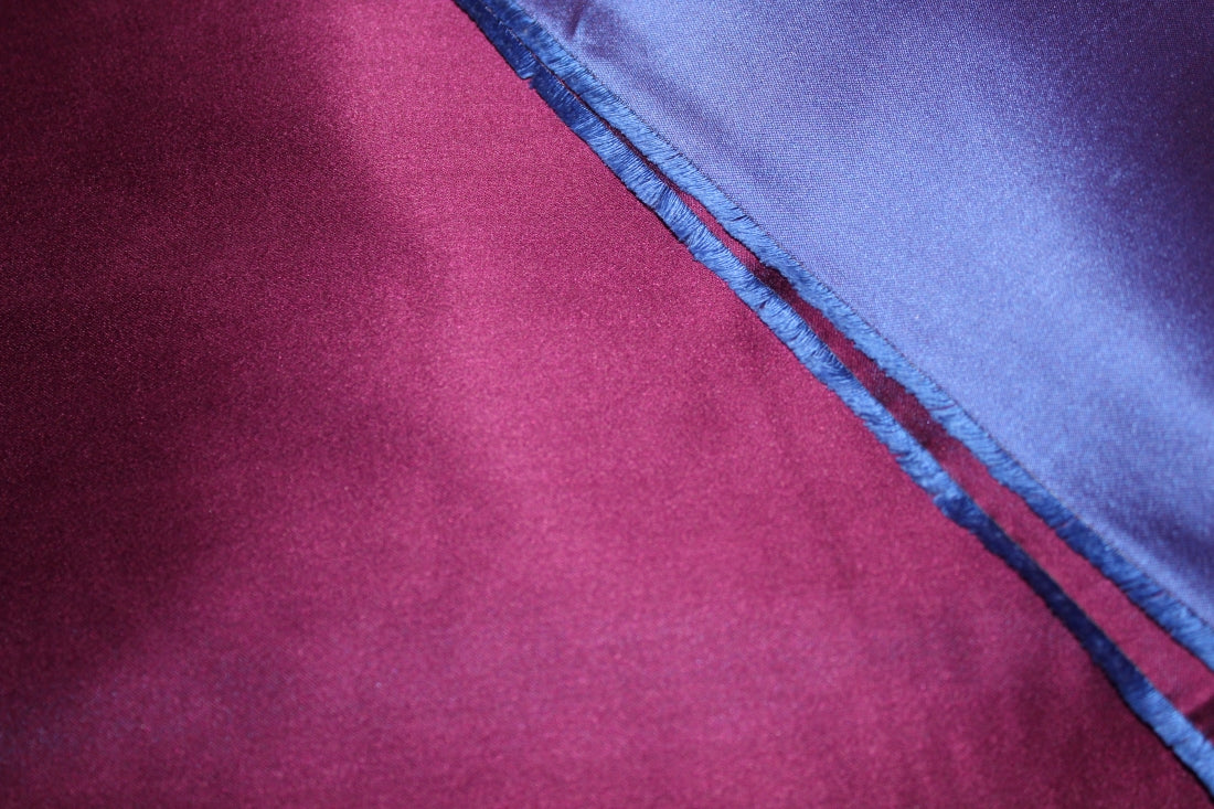 100% Silk Dutchess Satin plum x blue colour Heavy Weight 48 MOMME 60" wide reversable [8051]