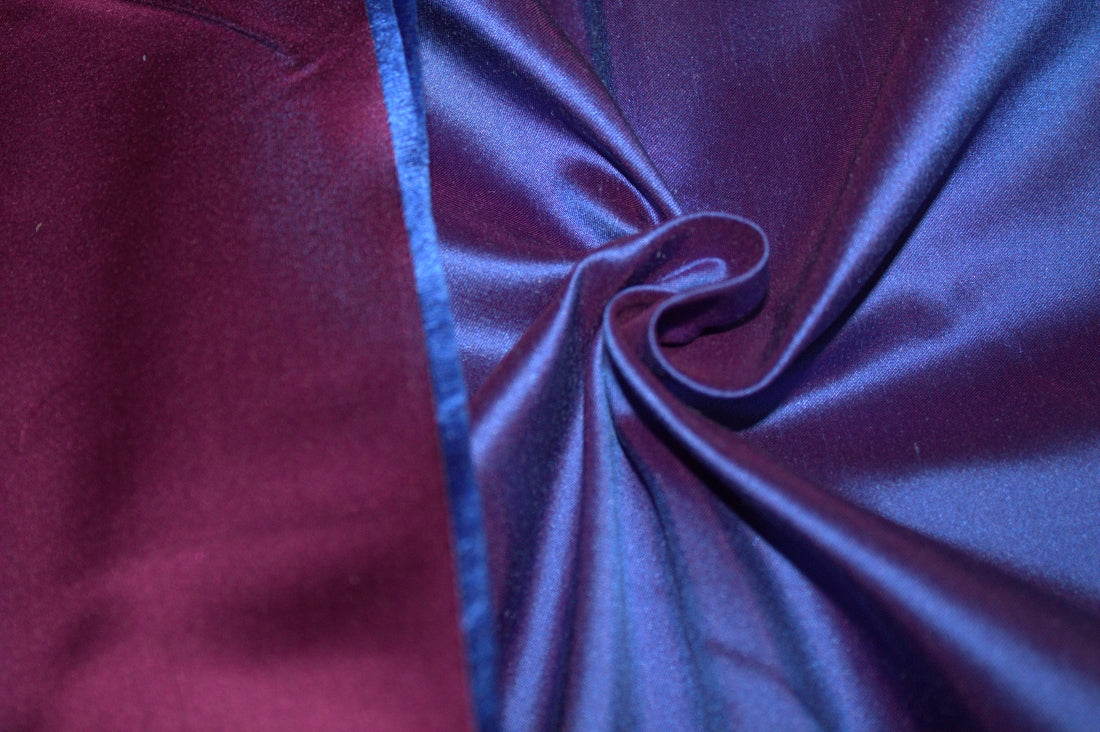 100% Silk Dutchess Satin plum x blue colour Heavy Weight 48 MOMME 60" wide reversable [8051]