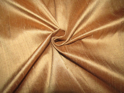 100% pure silk dupioni fabric mustard brown 108" wide with slubs
