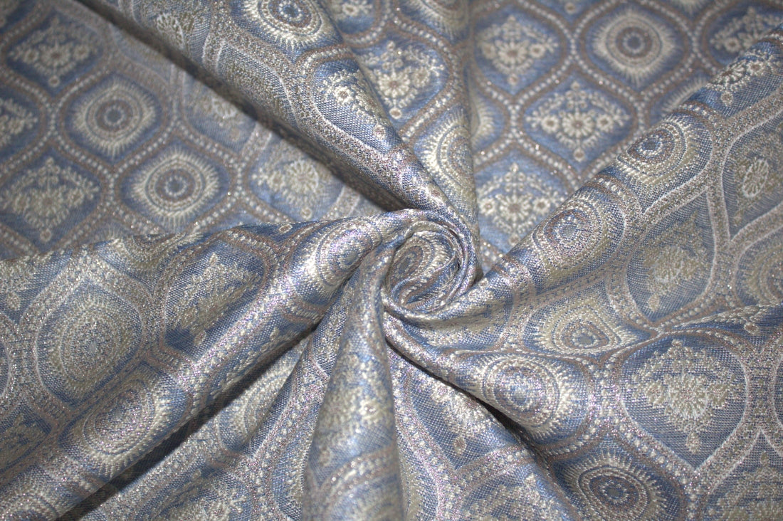 Brocade Fabric 44" wide BRO848 available in two designs and color blueish grey and dusty rose red