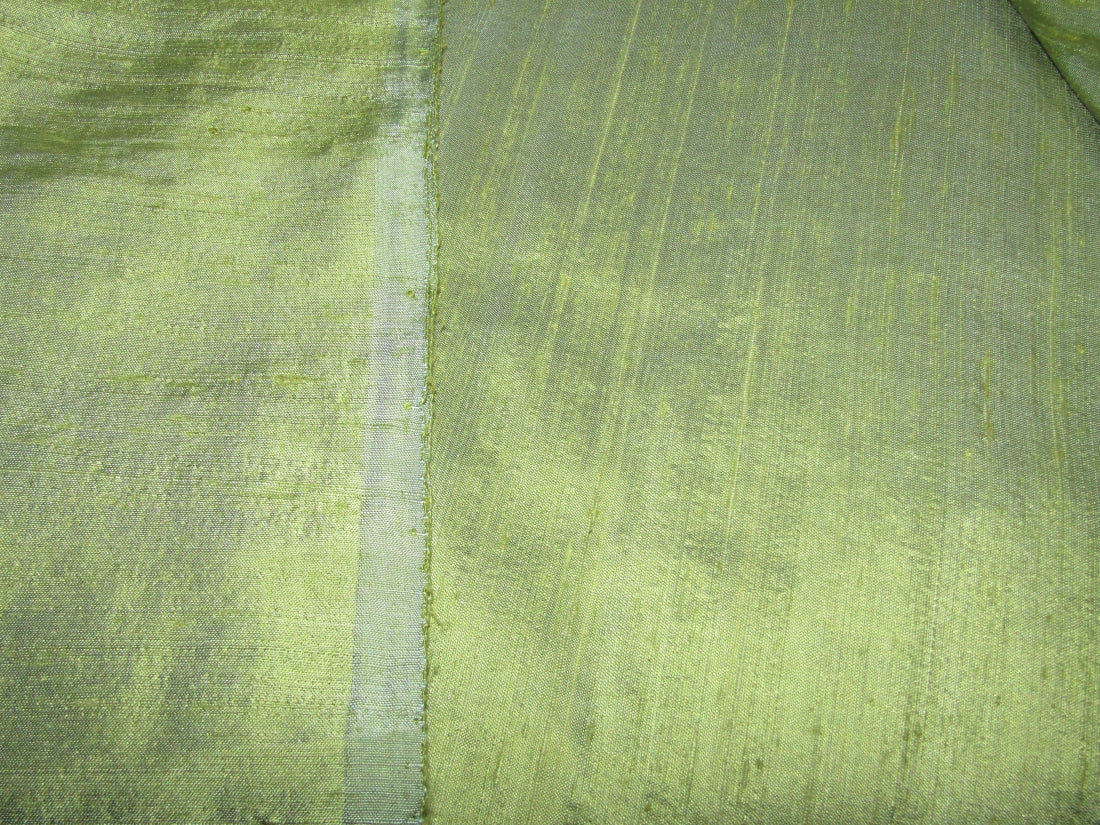 100% pure silk dupioni fabric iridescent OLIVE X MINT color 54" wide with slubs