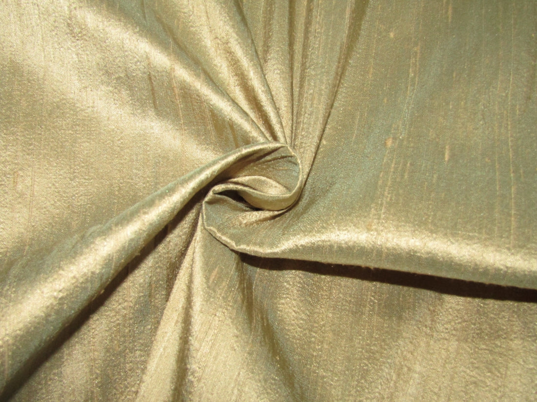 100% Pure Silk Dupion Fabric Gold x Ice Blue color 54" wide with slubs MM94[5]