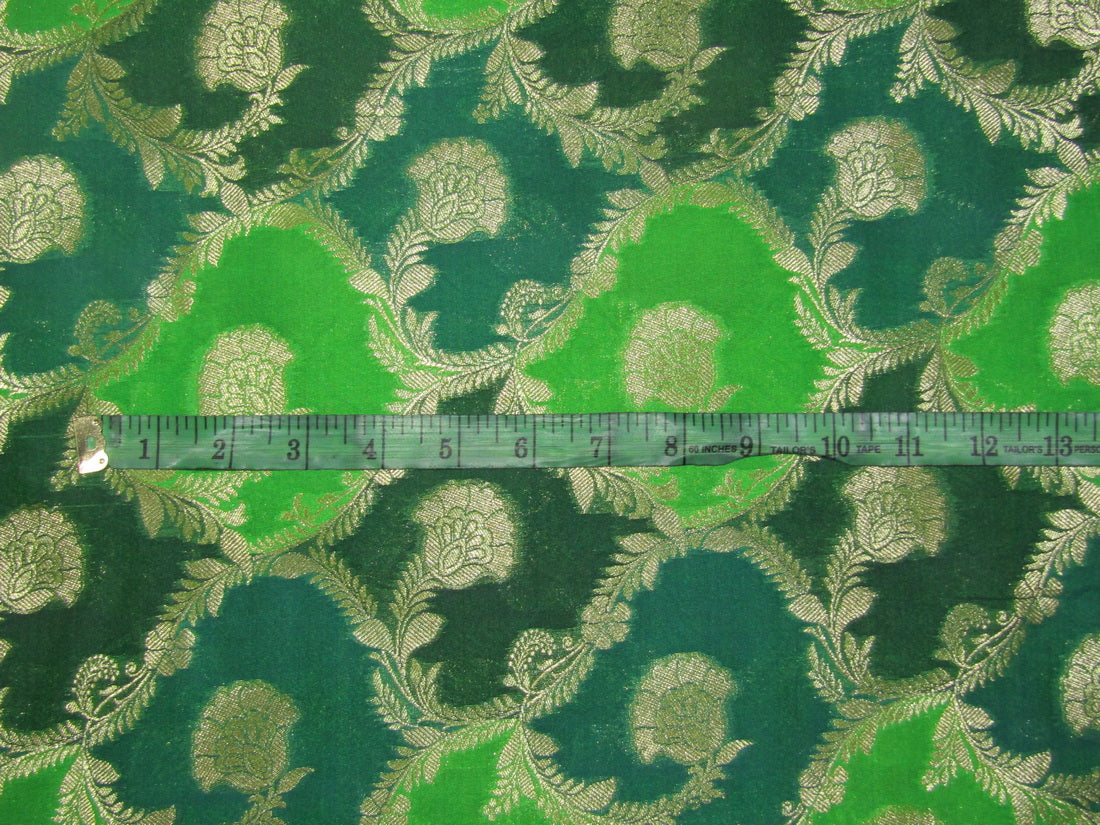 Silk Brocade fabric SHADES OF GREEN AND GOLD color 44" wide BRO764[3]