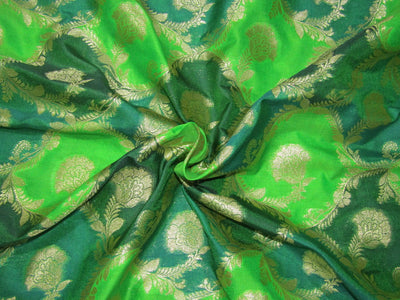 Silk Brocade fabric SHADES OF GREEN AND GOLD color 44" wide BRO764[3]