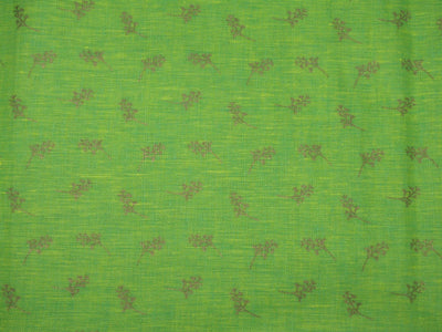 Superb Quality Linen lime green gold print fabric ~58&quot; wide