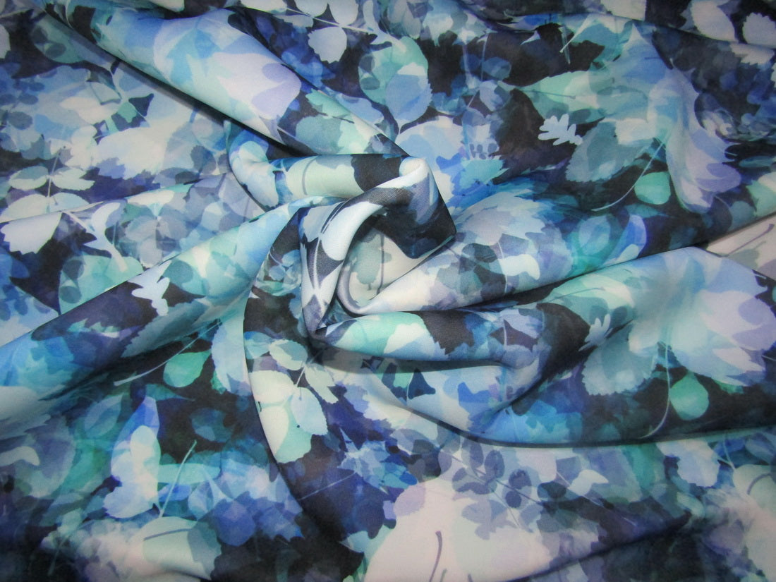 Customized Digital Prints On Neoprene Fabric blue floral 58&quot; WIDE