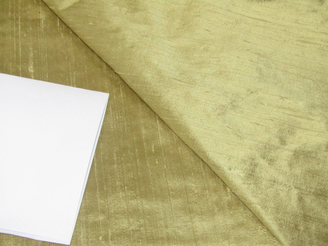 100% Pure Silk Dupioni Fabric Dusty Olive  Color with Slubs 54" wide