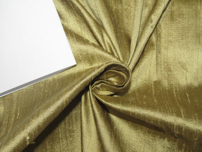 100% Pure Silk Dupioni Fabric Dusty Olive  Color with Slubs 54" wide