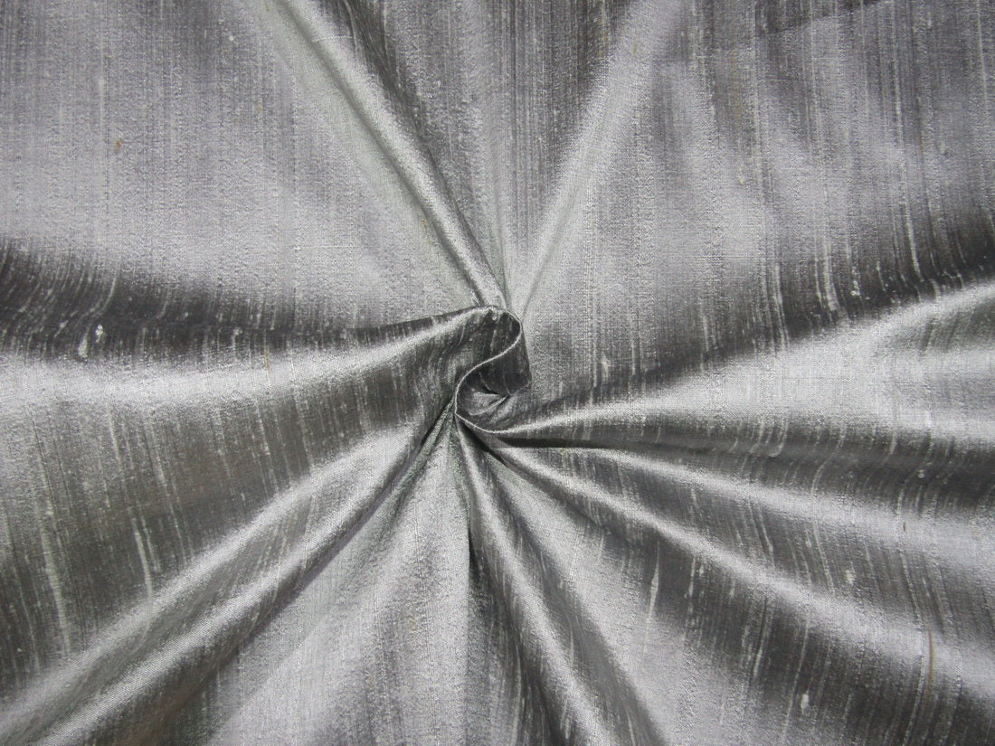100% pure silk dupioni fabric silver grey x black 54" wide with slubs MM17[2]