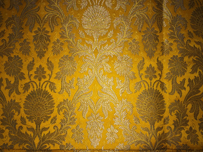 Silk Brocade fabric bright yellow x metallic gold color 44" wide BRO745B[1]