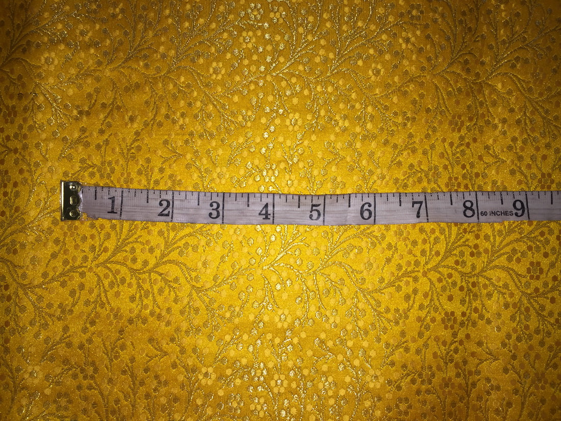 Silk Brocade fabric deep yellow x metallic gold color 44" wide BRO745B[3]
