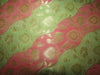 Silk Brocade fabric green,pink and metallic gold 44&quot; BY THE YARD