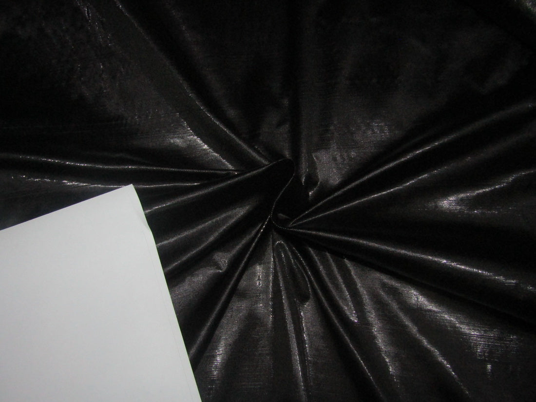 100% Pure Silk Dupion fabric Black with Silver Lurex color 54" wide DUP324