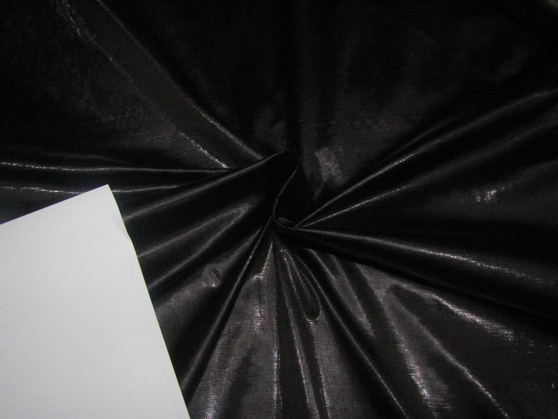 100% Pure Silk Dupion fabric Black with Silver Lurex color 54" wide DUP324