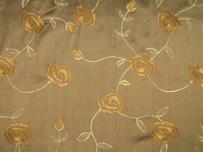 Rich brown color silk embroidered dupioni 54" wide by the yard DUPE17[3]