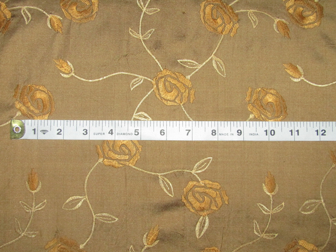 Rich brown color silk embroidered dupioni 54" wide by the yard DUPE17[3]