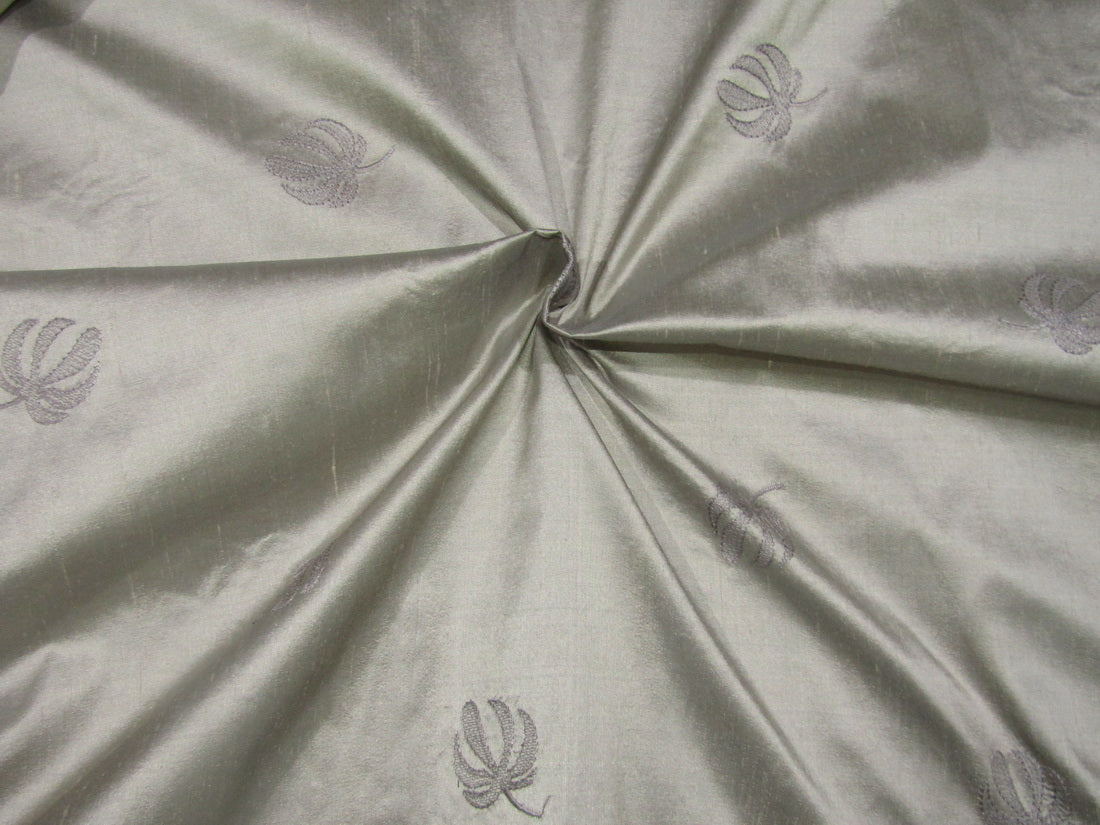 Silk embroidered dupioni Warm grey color 54&quot; by the yard DUPE15[2]