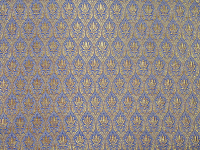 Brocade jacquard fabric royal blue x metallic gold color 44&quot;