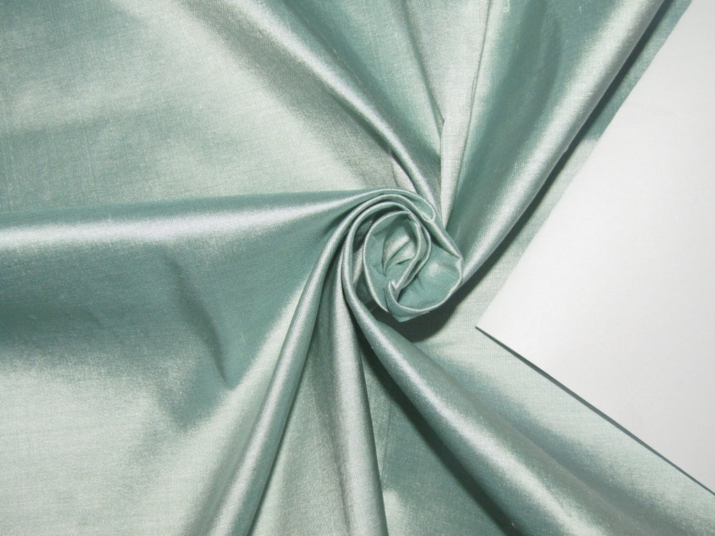 100% Pure silk dupion fabric silver mint color 54" wide DUP329
