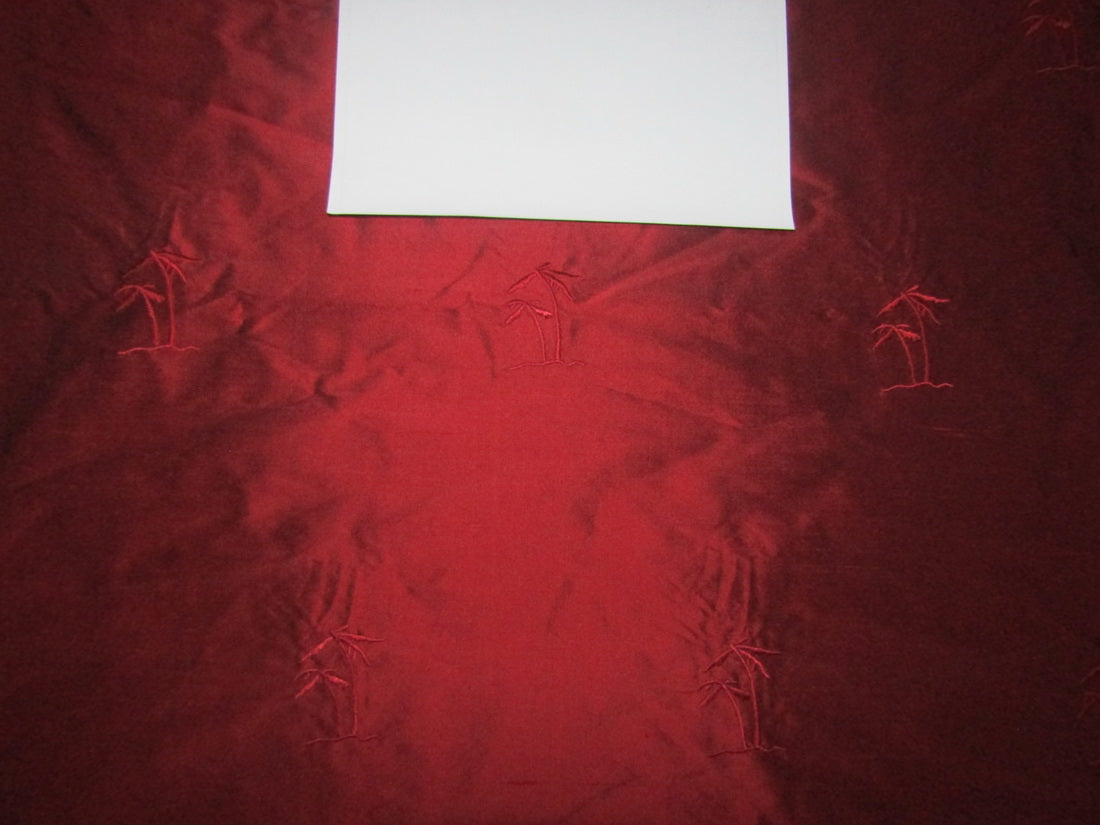 Red wine color silk embroidered dupioni 54&quot; by the yard