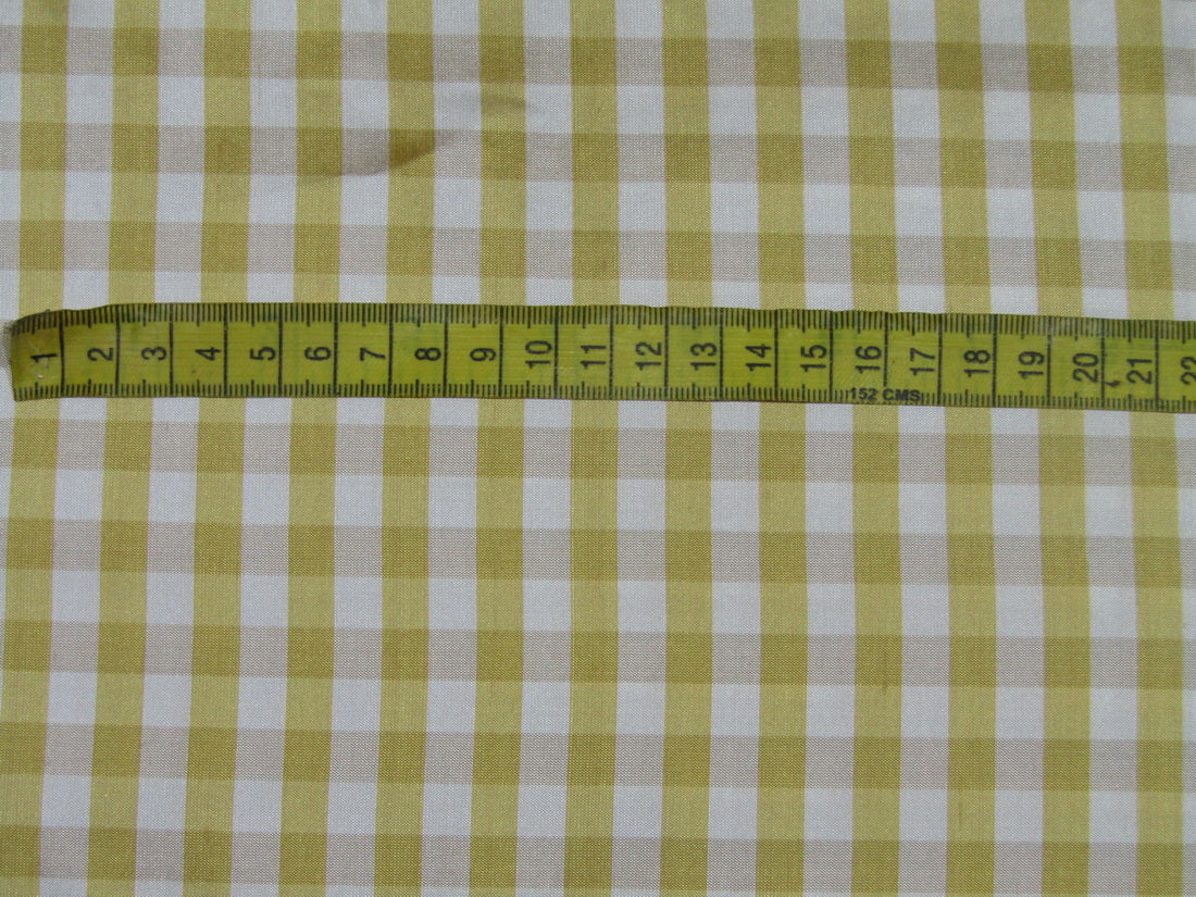 100% SILK Dupioni Yellow x Beige & IVORY color plaids FABRIC 54" wide DUPC107[2]