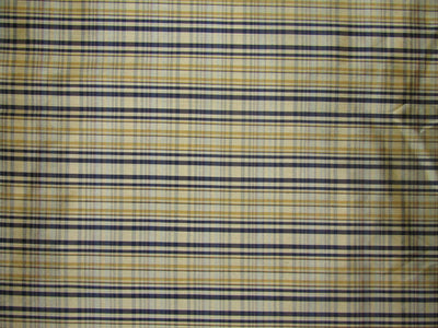 100% SILK Dupioni navy and golden yellow color plaids FABRIC 54" wide DUPC106[1]