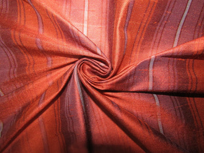 100% silk dupion fabric rust and red stripes 54&quot; wide