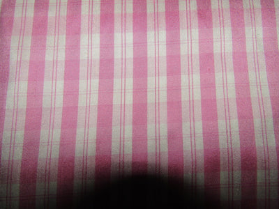 100% silk dupion fabric pink white PLAIDS 54&quot; wide