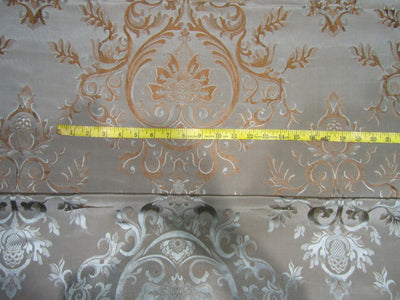 Silk taffeta jacquard fabric REVERSABLE cloudy grey & brown 54" wide-Damask fabric TAFJ26A