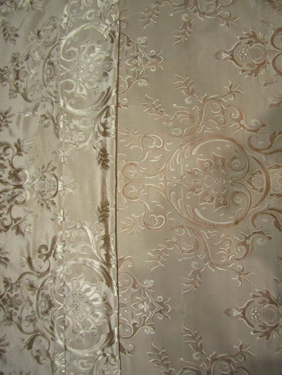 Silk taffeta jacquard fabric REVERSABLE GOLD X brown DAMASK TAFJ26B