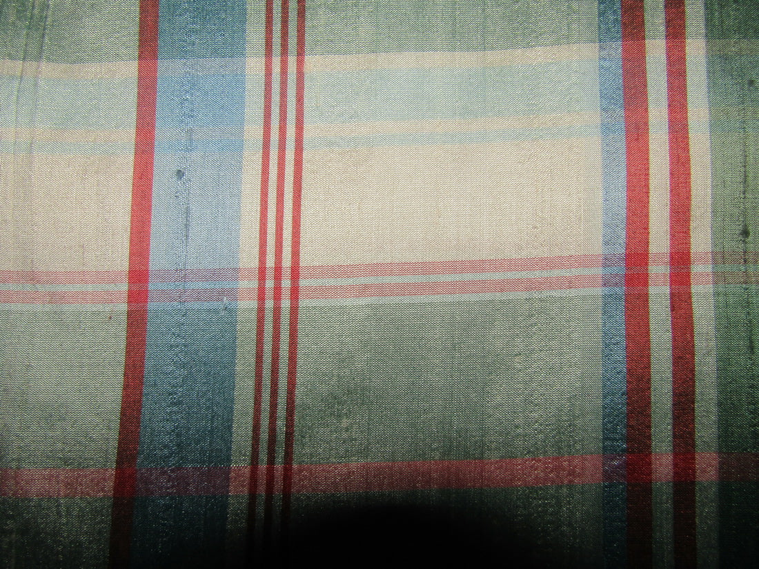 100% silk dupion fabric pastel multi color plaids 54&quot; wide