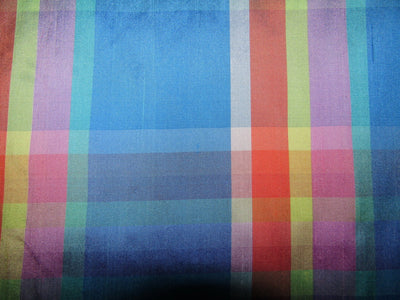 100% silk Dupion fabric multicolor Plaids ~ 54&quot; wide DUPNEWC17[1]