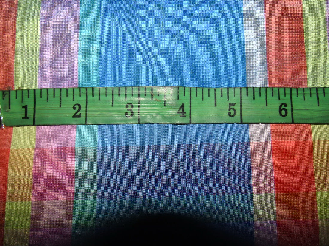 100% silk Dupion fabric multicolor Plaids ~ 54&quot; wide
