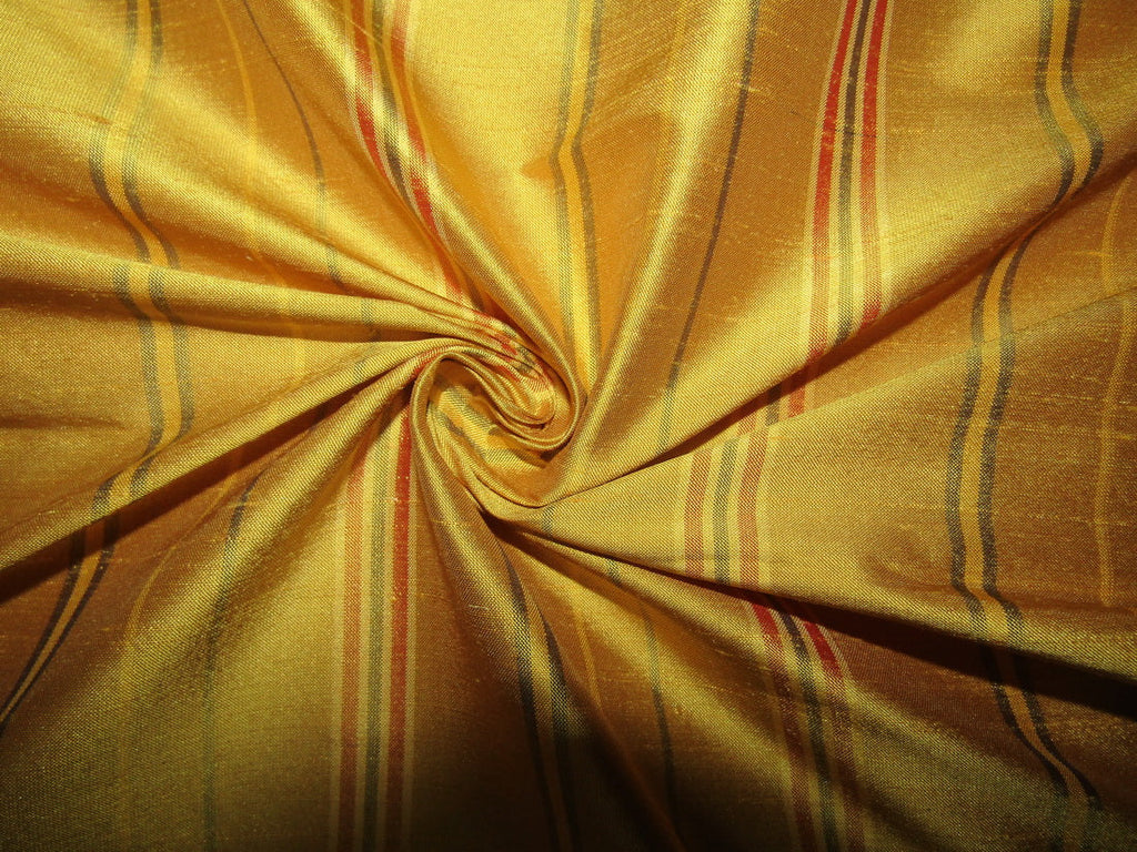 100% silk dupion bright gold stripes 54&quot; wide