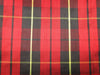 100% silk dupion red black yellow Plaids fabric 54&quot; wide