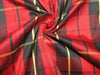 100% silk dupion red black yellow Plaids fabric 54&quot; wide