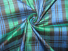100% silk dupion green blue Scottish Plaids fabric 54&quot; wide