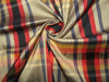 100% silk dupion beige and multicolor Plaids fabric 54" wide
